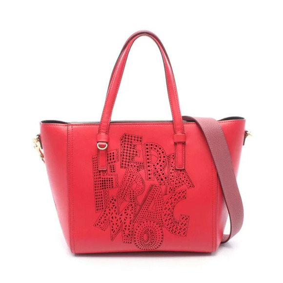 Salvatore Ferragamo Handbags - Salvatore Ferragamo Bonnie Lettering Handbag Leather Red